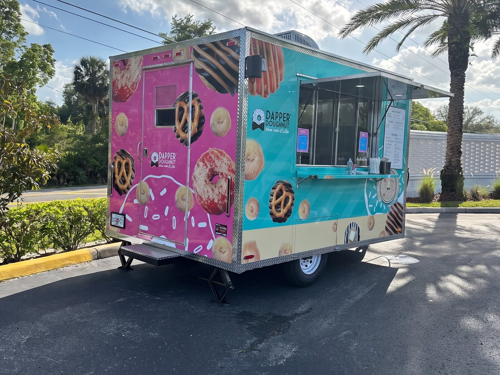 Dapper Doughnut mobile events trailer parked and open for service